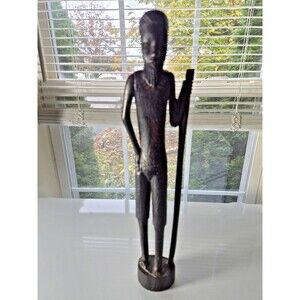 Vintage Ebony Wood Maasai, Kenya,  Malawi Tanzania Tribal Figurine 14"x2"x1.5"